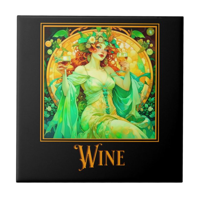 Art Nouveau Wine Ceramic Tile (Front)