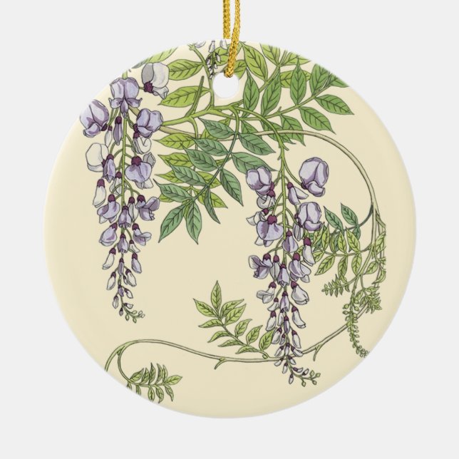 Art nouveau wisteria ceramic ornament (Front)