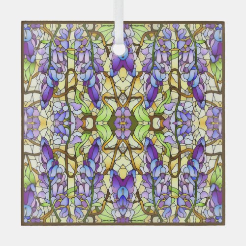 Art Nouveau Wisteria Faux Stained Glass Pattern  Glass Ornament