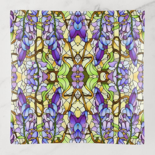 Art Nouveau Wisteria Faux Stained Glass Pattern  Trinket Tray