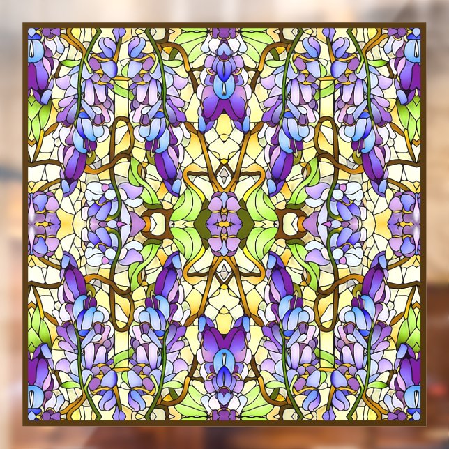 Art Nouveau Wisteria Faux Stained Glass Pattern Window Cling