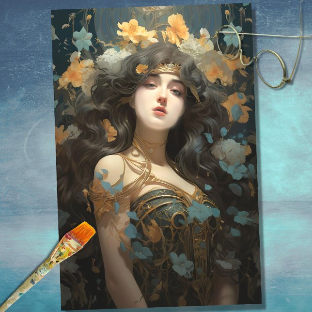 Art Nouveau Woman 3 Decoupage Paper (Creator Uploaded)