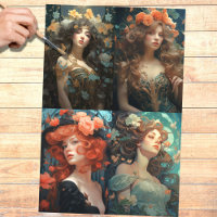 Art Nouveau Woman Collage 1 Decoupage Paper
