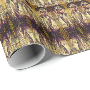 Art nouveau woman elegant Hingre advertisement Wrapping Paper