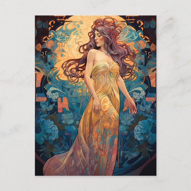 Art Nouveau Woman Fantasy Art Postcard (Front)