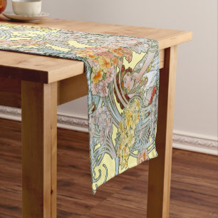 Art Nouveau Woman & Floral Pattern by Mucha Short Table Runner