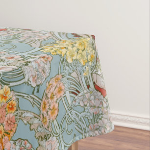 Art Nouveau Woman & Floral Pattern by Mucha Tablecloth