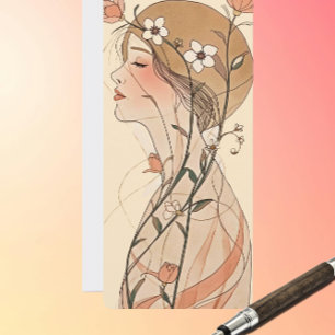 Art Nouveau Woman - Flowing Flowers – Pastels Card