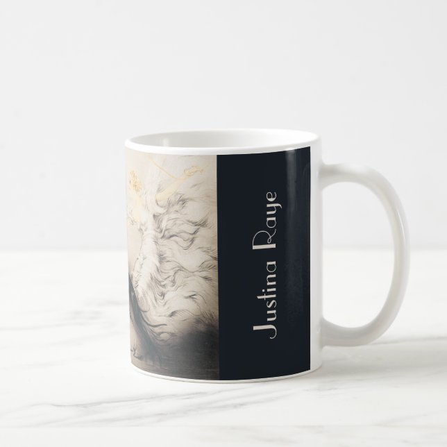 Art Nouveau Woman Greyhounds Louis Icart Name Coffee Mug (Right)