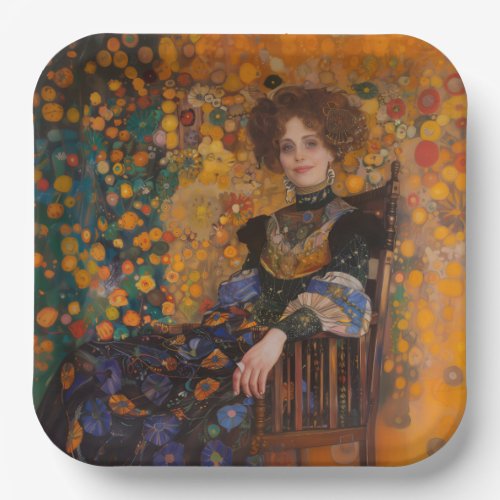 Art Nouveau Woman Gustav Klimt inspired Art Paper  Paper Plates