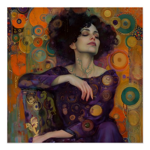 Art Nouveau Woman Gustav Klimt inspired Glossy Art Poster