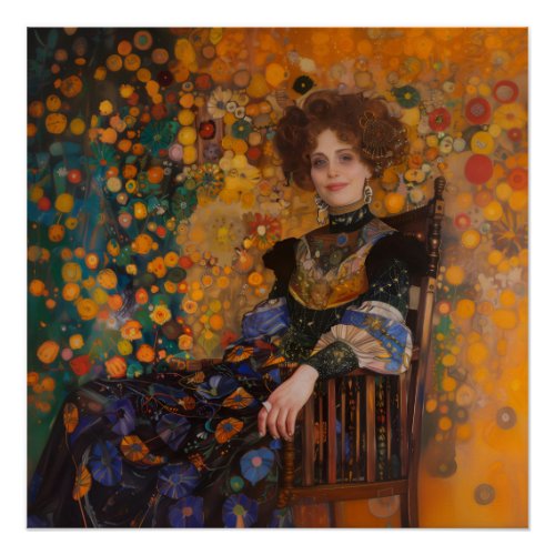 Art Nouveau Woman Gustav Klimt inspired Glossy Art Poster