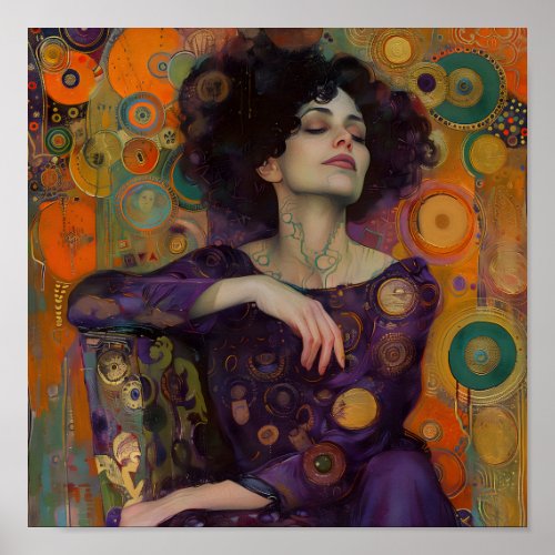 Art Nouveau Woman Gustav Klimt inspired Matte Art Poster