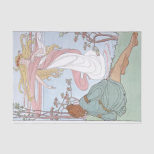 Art Nouveau Woman Man Couple Decoupage  Tissue Paper