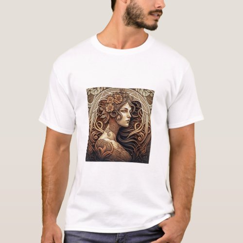 Art Nouveau Woman Mens Basic  T_Shirt