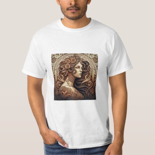 Art Nouveau Woman Mens Value  T_Shirt