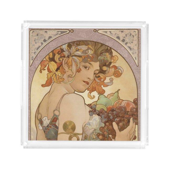 Art Nouveau Woman Mucha Beautiful Acrylic Tray (Front)