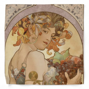 Art Nouveau Woman Mucha Beautiful Bandana