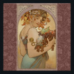 Art Nouveau Woman Mucha Beautiful Poster<br><div class="desc">A beautiful woman - This beautiful art nouveau design is by Alfonse Mucho,  called "Fruit, " painted in 1897. It shows a beautiful art nouveau girl holding an armful of fruit - grapes,  pears,  apples. In her hair are orange flowers.  Alphonse Mucha - Art Nouveau - Vintage Woman</div>