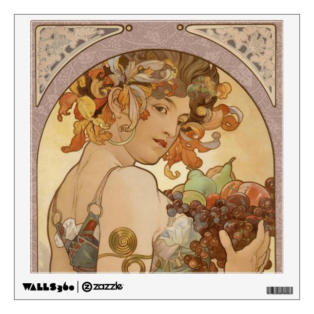 Art Nouveau Woman Mucha Beautiful Wall Decal (Front)