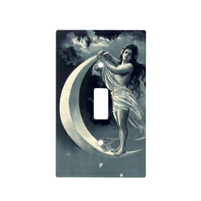 Art Nouveau Woman on Crescent Moon Light Switch Cover (Front)