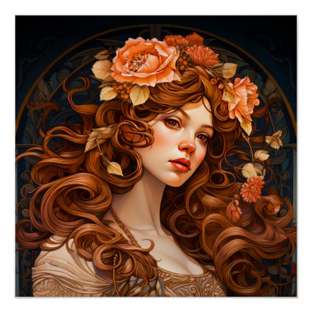 Art Nouveau Woman Painting Poster (Front)