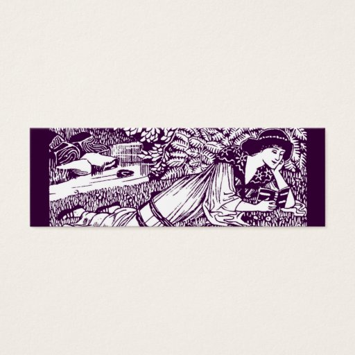 Customizable Art Nouveau Woman Reading Business Card Templates