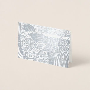 Art Nouveau Woman Reading Book Lover Foil Card