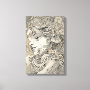 Art Nouveau Woman Vintage-Inspired Portrait Canvas Print