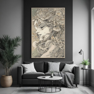 Art Nouveau Woman Vintage-Inspired Portrait Poster