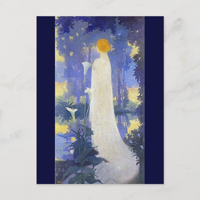 Art Nouveau Woman with Calla Lilies Postcard (Front)