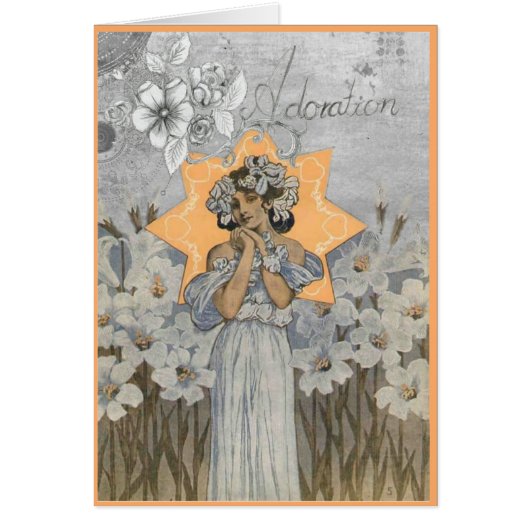 Art nouveau woman with daffodils floral adoration  (Front)