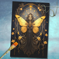Art Nouveau Woman with Moth 1 Decoupage Paper