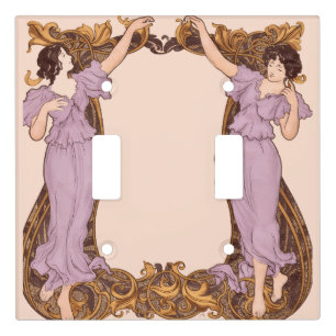Art Nouveau Women Floral Frame Vintage Decorative  Light Switch Cover