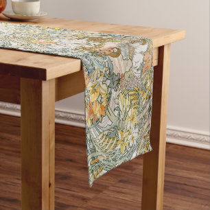 Art Nouveau Women & Floral Pattern by Mucha Short Table Runner