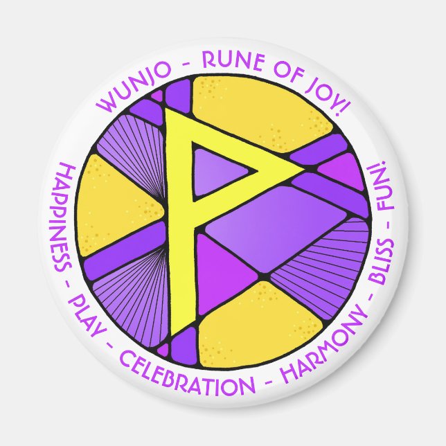 Art Nouveau Wunjo Rune Magnet - JOY! (Front)