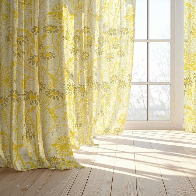 Art Nouveau Yellow Botanical Sheer Curtains (Creator Uploaded)
