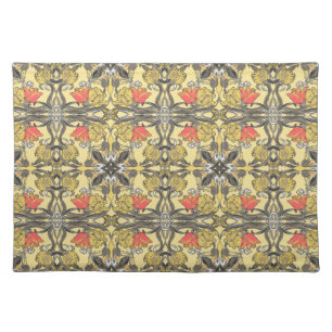 Art Nouveau Yellow & Coral Tulips Placemat