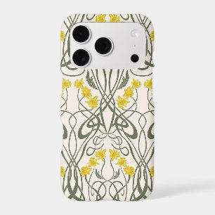 Art Nouveau Yellow Daffodils and Stems Cream iPhone 17 Pro Case
