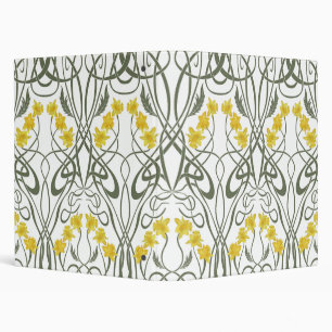 Art Nouveau Yellow Daffodils and Stems White 3 Ring Binder