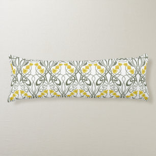Art Nouveau Yellow Daffodils and Stems White Body Pillow