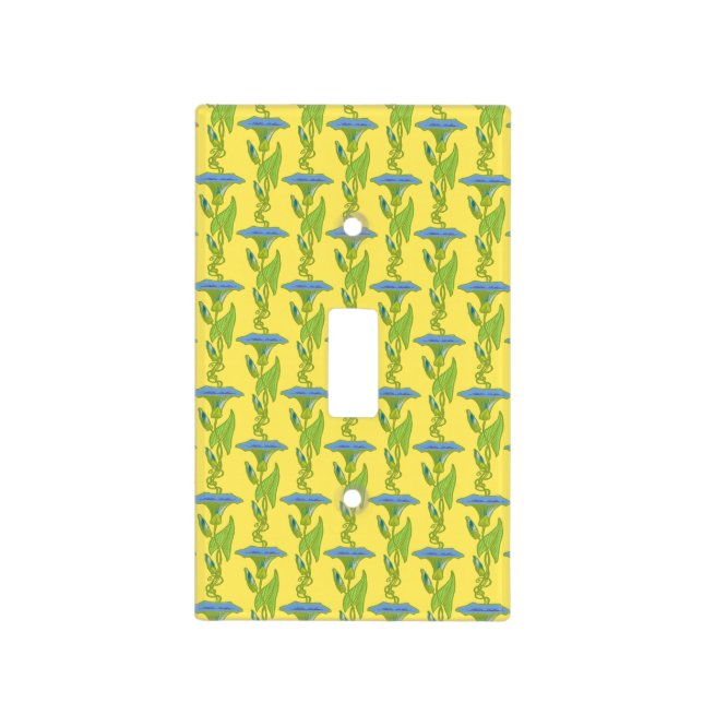 Art Nouveau yellow Ipomoea floral wallpaper damask Light Switch Cover (Front)