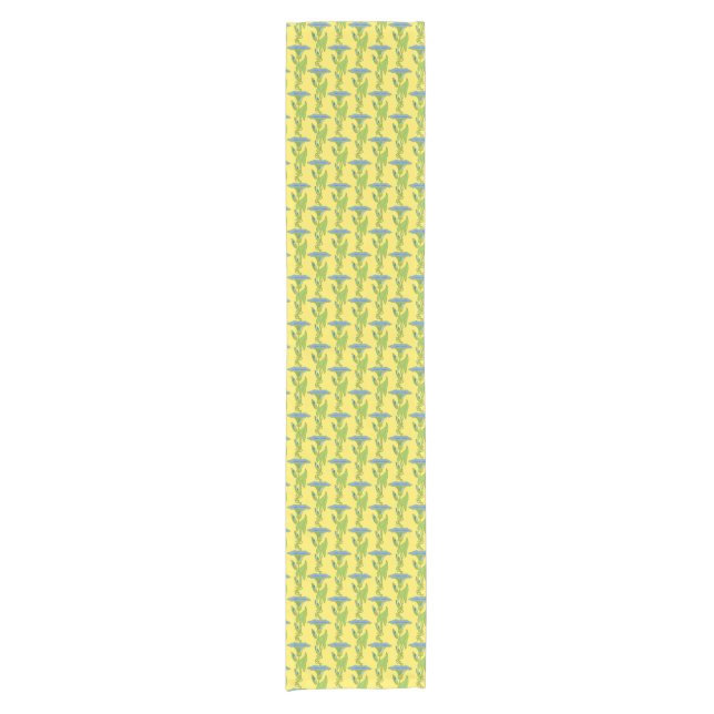 Art Nouveau yellow Ipomoea floral wallpaper damask Short Table Runner (Front)
