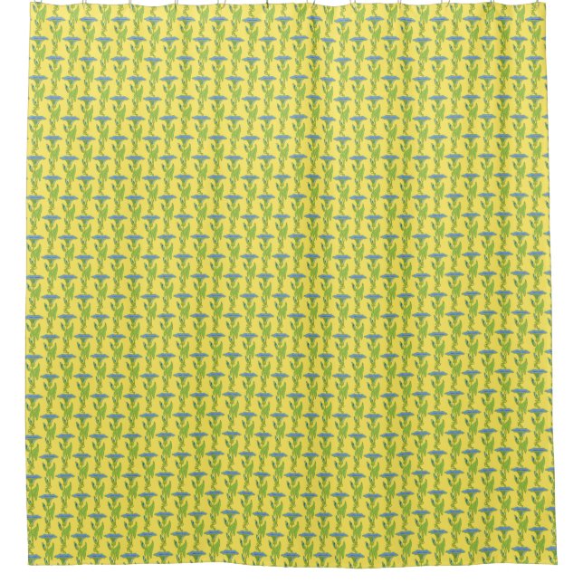 Art Nouveau yellow Ipomoea floral wallpaper damask Shower Curtain (Front)