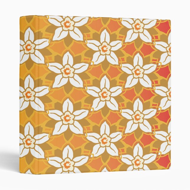 Art Nouveau yellow Jonquil floral wallpaper damask 3 Ring Binder (Front/Spine)