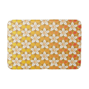 Art Nouveau yellow Jonquil floral wallpaper damask Bathroom Mat