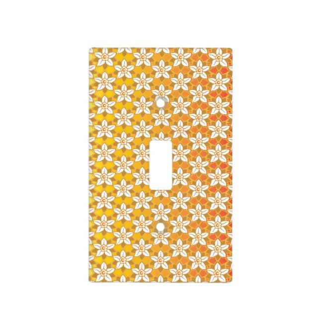 Art Nouveau yellow Jonquil floral wallpaper damask Light Switch Cover (Front)