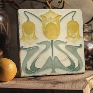 Art Nouveau Yellow Tulips Home Wall Decor Trivet