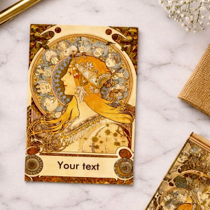 Art Nouveau Zodiac Business Card   Mucha Style 