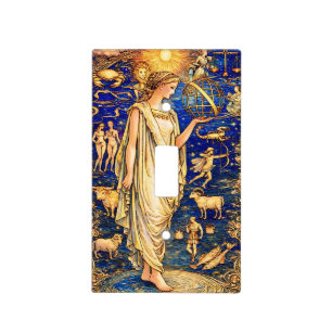 Art Nouveau Zodiac Goddess Celestial Illustration  Light Switch Cover